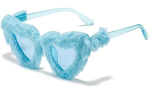 PBAHAUP Party Brille, Hippie Herzförmige Brille, Herz Sonnenbrille, für Kinder Herren Damen 60er 70er 80er 90er Party Hippie Chic, Kleid Accessoires Foto Requisiten Geburtstagsfeier, Plüsch, blau