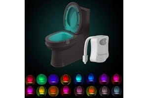 ‎POWEROLE Powerole 1 Stück Toilette Licht WC-Nachtlicht, PIR-Bewegungssensor Lichtsensor, wasserdicht LED-Waschraum, 16 Fabre Beleuchtung Nachtlicht, batteriebetrieben, für Kinder Badezimmer Hause