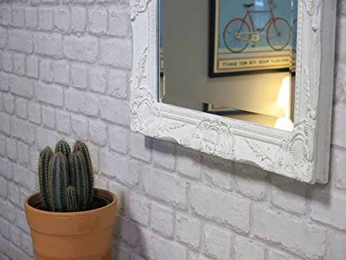 My Flair Spiegel 52×62 cm im Barock-Stil, Wandspiegel, Standspiegel, mit Rahmen weiss 0905HH - 3