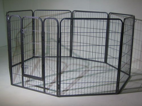 BUNNY-BUSINESS-Heavy-Duty-Puppy-Play-Pen-Rabbit-Enclosure-8-Panels-Large-Gunmetal-Grey