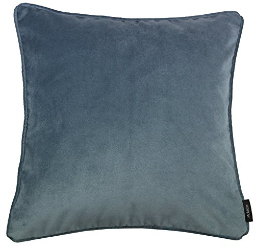 McAlister Textiles Luxury simple Matt Samt Kissen mit Ente Feder Füllmaterial, 40cm x 40cm, Benzin Blau