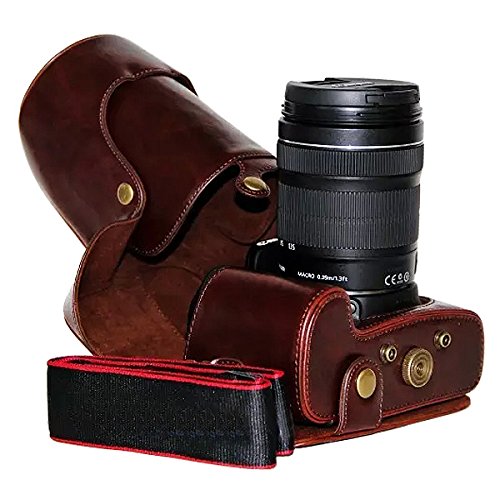 First2savvv XJPT-70D-10 brun fonc   PU cuir   tui housse appareil photo num  rique pour Canon EOS 70D 60D avec Lens 18-135mm 18-200mm 15-85mm 17-85mm