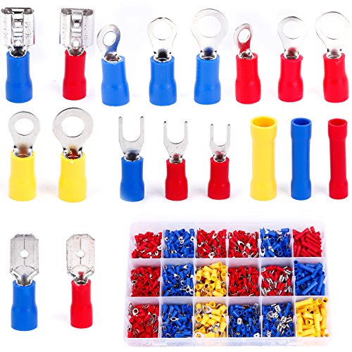 Preisvergleich Produktbild 1200 Tlg Kabelschuhe Set, Elektrische Steckverbinder Flachstecker Quetschverbinder Stoßverbinder mit Sortimentskasten