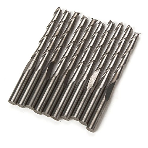 BQLZR 3.175x2.5x22mm Acryl ABS Hartmetall Zwei Flöte Spiral Bit 10pcs