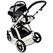 i-Safe System - Black Grey Travel System Pram & Luxury Stroller 3 in 1 Complete With Footmuff, Head support, Carseat Footmuff, All the Raincovers iSafe