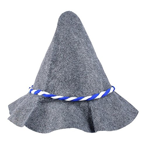 S/O® 10er Pack Seppelhut Blau/Weiße Kordel Filzhut Trachtenhut Seppel Hut Bier - 2