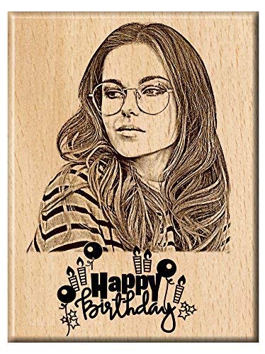 Engraveindia Wood Happy Birthday Unique Personalized Gift, 5x4inch (ENGRVISB01BDAY)