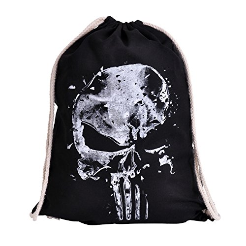 Preisvergleich Produktbild Punisher Sportbag Beutel Skull Logo Marvel 47x35cm von Elbenwald Baumwolle schwarz