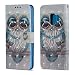 Produktbild KingSang Hülle für Samsung Galaxy S9 Lederhülle Case 3D Schutzhülle Handyhalter Brieftasche Stoßdämpfend Handyhüllen Handbag Wallet Folio Cover mit 3 Kartenfach - Blau Eule