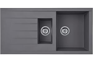 Liquida CU15GR 1.5 Bowl Composite Reversible Inset Grey Kitchen Sink with Waste