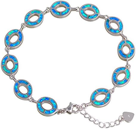 Classic Bracelets for women Special Blue Fire Opal Top Quality Stamped Sterling Silver Graceful OB066