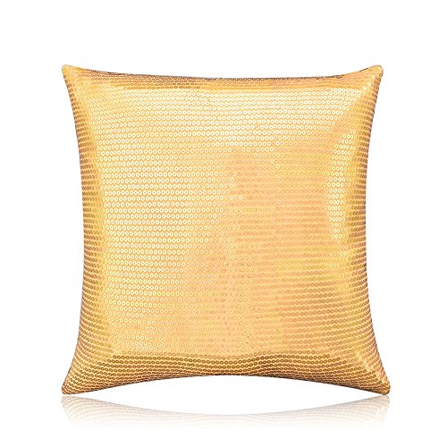 OurWarm Baby 43 x 43 cm Farbe Glitzer Pailletten Überwurf Kissen Fall Decor Kissenbezug, gold, 1 Stpck