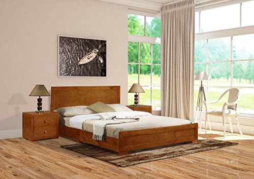 EuropeDirectShopping Cama Perla | 140x190 | Madera de Pino | Cama con Base de colchón