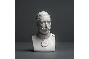 SKULPTURENMANUFAKTUR POTSDAM FVLFIL Bubbacare Kaiser Wilhelm II Skulptur aus hochwertigem Zellan, echte Handarbeit Made in Germany, Büste in weiß, 12cm
