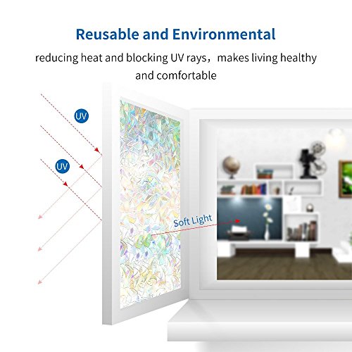 Rabbitgoo® 3D Fensterfolie Dekorfolie Sichtschutzfolie Fensterschutzfolie Selbsthaftend Statisch Haftend Anti-UV Upgrade Version 60*200cm - 6