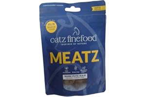 catz finefood Meatz Essential Mix smakołyki dla kotów – chrupiące paski z najpopularniejszych rodzajów mięsa – przekąska dla kotów dla alergików bez cukru, bez zboża (1 x 45 g)