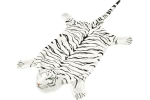 vidaXL White Tiger Carpet, Plush Animal Skin Rug, Lifelike Design, Durable Polyester Construction, Child-Safe, Scandinavian/Farmhouse/Modern Style, Perfect for Home Décor, 144 x 78 cm