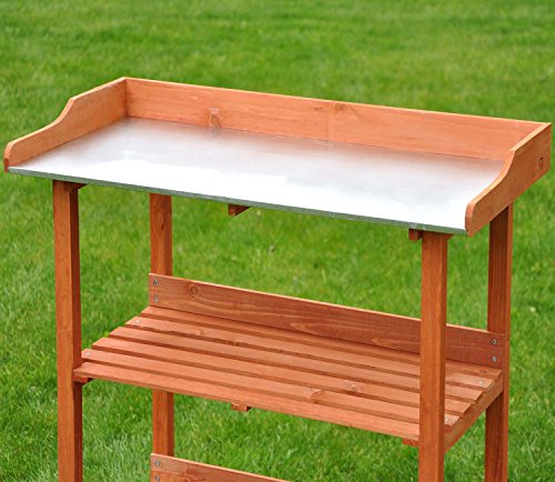 nanook „Elizabeth“ – Pflanztisch, verzinkte Arbeitsplatte, 2 Ablageflächen, wetterfest – 78 x 37 x 91 cm - 3