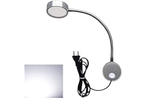 Lampada da lettura 5W, Youngine Collo di cigno flessibile Lampada da lettura 5W con interruttore On / Off, Applique da parete con luce d'accento Art Works Show, 6000K (Argento-Bianco freddo)