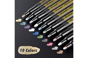 ‎ABEIER ABEIER Metallic Marker Stifte,10 Farben Metallischen Stift Pens,Gold Metallischen Stift set für schwarzes Papier,Steinmalerei, gästebuch,Kartenherstellung,Scrapbooking,Handwerk, zum Metall,Holz