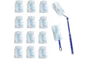 SUZZYVINE Disposable Duster with a Long Handle and a Short Handle, 15 Fluffy Duster Refills.