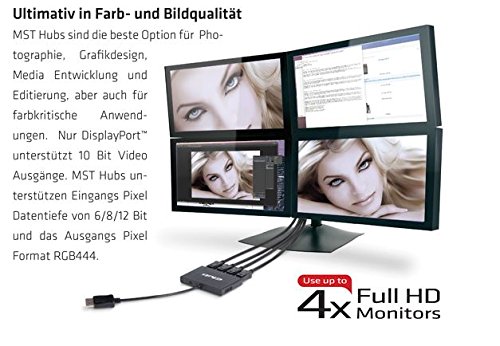 Club 3D Multi Stream Transport (MST)Hub DisplayPort 1.2 (1x DisplayPort auf 4x DisplayPort) + 1 Mini DisplayPort auf DisplayPort Adapter - 3
