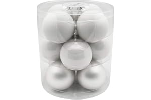 MAGIC Weihnachtskugeln Glas 8cm 12 STK. Christbaumkugeln Farbe: Just White-Mix (weiß)