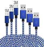 Micro USB Kabel [3Pack] Leginda 2.0 Nylon, Geflochtenen USB Android Ladegerät Kompatibel zu Android Tablets und Smartphones Samsung Galaxy (1+2+3)M (Blau Weiße)