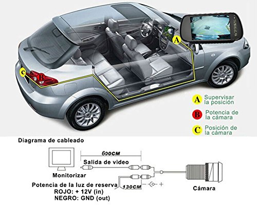 ROGUCI 7 Zoll Rückspiegel Monitor Außenspiegel Videogeräte für Kopfstützen Autozubehör Monitor-Zubehör Innenspiegel Rückspiegel,Spiegel Außenspiegelsets - 5