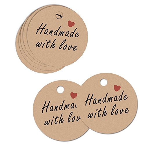 100 Stück 4.3 CM * 4.3 CM Kraftpapier Etiketten Tags Geschenk Anhänger Papieranhänger Hängeetiketten Anhängeetiketten mit Jute-Schnur 30 Meter - 2