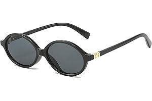 LJCZKA Vintage Gafas de Sol Ovaladas Unisex Elegante Pequeña Montura Redondas UV400 Gafas para Mujer Hombre