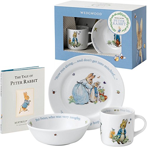 Beatrix Potter Peter Rabbit 'Boys' 3 Piece Gift Set (by Wedgwood) plus Book