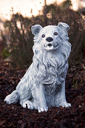 Steinfigur Hund Collie, Frost- und wetterfest bis -30°C, massiver Steinguss - 2