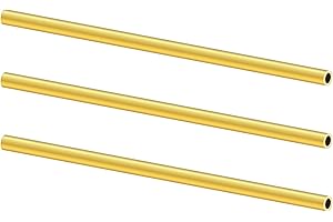 LAVMHAB Tubo rotondo in ottone, 4 mm di diametro esterno x 0,75 mm di spessore della parete x 200 mm di lunghezza, tubi rotondi in ottone senza cuciture, per artigianato fai da te (3 pezzi)