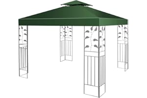 GIANTEX 3 x 3 m Techo de Repuesto para Carpa de Jardín, Cubierta de Repuesto para Cenador de Exterior, Tejido de Poliéster, Impermeable, Protección Solar (2 Niveles, Verde)