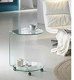  Hogar Decora Mesita con Ruedas Cristal Curvado de 10 mm, Transparente.