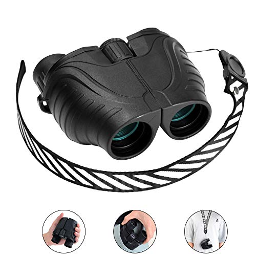RONHAN Binoculars for Adults Kids Compact,12x25 High Powered Mini Pocket Binoculars Kids Waterproof Telescope with Low Night Vision HD BAK4 for Bird Watching, Hunting, Travel, Theater, Concerts(Black)