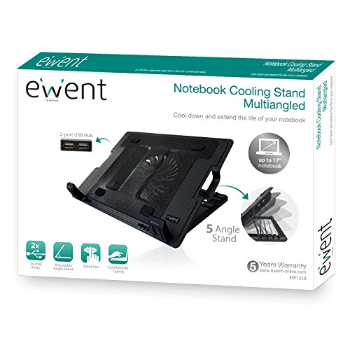 Ewent Laptop Kühler 17 Zoll In der Höhe verstellbar Notebook Ständer mit USB Port und 1 LED leise 145 mm Lüfter für Macbook, Laptop, Notebook - 8