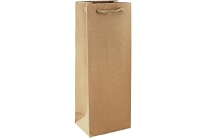 Eurowrap 28800-4C - Un Sac Cadeau Kraft - Format Bouteille - 12,7x9x35,5cm - 210g - Emballage Cadeau Kraft, Emballage, Idéal pour : Bouteille, Gourde, Alimentaire