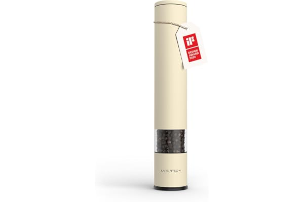 LARS NYSØM Pepparkvarn Stor 28,8cm - Manuell Saltkvarn med Keramiskt Verk | Kryddkvarn justerbar från mycket fint till mycket grovt - Även för grovt salt - Aromlock - Bottenlock förhindrar smulor