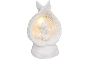 Out of the blue LED Dekofigur Sitzender Engel, zufällige Auswahl aus 4 ähnlichen Motiven, Engelsfigur Putte Dekoengel Engelchen Lichtdeko, Maße (H/B/T): 12 x 7 x 5,5 cm, Weiß