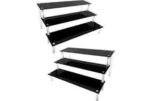 AZEAM Acryl Schwarz Riser Display Regal Ständer für Amiibo Funko Pops Figuren, Tischplatte Acryl Organizer für Nagellack Gewürz Kosmetik Kunsthandwerk Schmuckständer Cupcake Buffets Dessert Modell