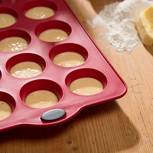 Levivo Silikon Muffin-Backform für 12 Muffins, 36 x 25 cm, Rot - 2