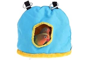 Voarge Hängendes Vogelnest, Winter wärm Vogelkäfig Nest, Winter Plüsch Vogelhaus Plüsch Vogelhaus, Blau, M