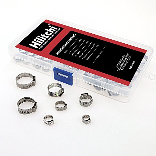 hilitchi 70 Stück Edelstahl Single Ohr Schlauchklemmen-Kit - 7