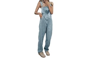 Minetom Damen Mädchen Latzhose Jeans Boyfriend Denim Overall Jumpsuit Jeans Casual Lose Hose Lange Baggy Sommeroverall Jeanslatzhose Romper
