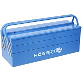 H&ouml;gert Technik Metal Tool Box for Tools and Small Parts - Tool Box - 53cm x 20.5cm x 20.5cm x 20cm - Fully Accessible Compart