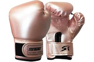 FRUNIMALL Guantes de boxeo para niños, Muay Thai, guantes de boxeo rellenos con esponja comprimida para luchar contra el boxeo para niños de 5 a 12 años, color rosa