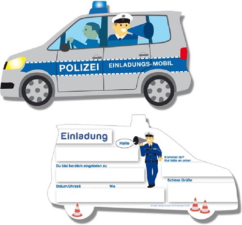 90-teiliges POLIZEI PARTY SET für Kindergeburtstag mit 8 Kinder: Teller, Becher, Servietten, Einladungen, Platzsets, Trinkhalme, Luftballons, u.v.m. von Riethmüller // Motto Deko Fest Kinder Geburtstag Polizist Police - 5