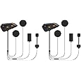 FreedConn FG Motorcycle Helmet Bluetooth Headset Intercom 2 Pack with Music Share, Universal 1200m 6 Riders Motorbike Group Communication System Ultra-Thin with Hard Mic/Noise Cancellation/Waterproof